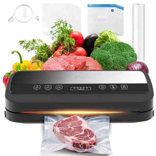 Vacuum Sealer Machine, 95Kpa vacuum sealer for food with Bags Storage and Built-in Cutter,food vacuum sealer machine,Dry/Moist/Gentle Mode, Removable Drip tray, Complete Starter Kits, Stainless Steel