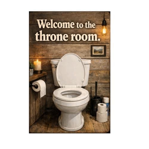 Welcome To Throne Room Bathroom Humor Metal Tin Sign Rustic Toilet Wall Decor Funny Restroom Quote Plaque Vintage Farmhouse Bar Home 8x12 Inch Pre Drilled Hanging Art Man Cave Gift Office Pub Cabin