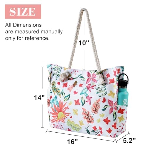 fauson Beach Bags For Women - Large Beach Bag with Zipper Waterproof Sandproof, Swiming Pool Bag Large Tote, colorful - Thumbnail 4