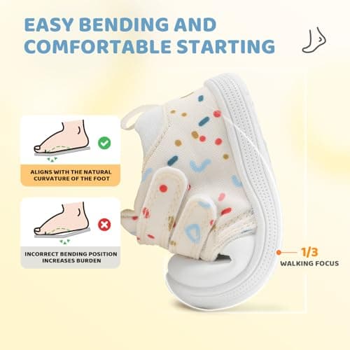 STQ KIDS Baby Girls Walking Shoes Wide Toe Box Toddler Barefoot Tennis Shoe Cute Infant Babies Sneaker Soft First Walker Non-Slip Mid Top Ankle Support Beige White 2-2.5 Years Toddler Size 7 US - Thumbnail 5