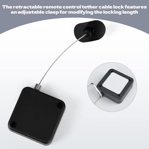2pcs Remote Control Tether, 6.5 Ft TV Remote Control Leash, Retractable Safety Lock with Adjustable Lock Strap for TV Remotes, Game Controllers, Tablets and Showrooms - Thumbnail 3