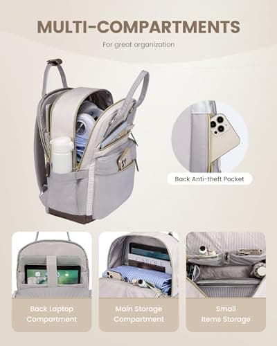 LOVEVOOK Travel Laptop Backpack Women, 17.3 Inch Anti-theft Laptop Bag with USB Port, Fashion Waterproof Computer Backpacks Teacher Nurse Backpack Purse for College School Work - Thumbnail 2