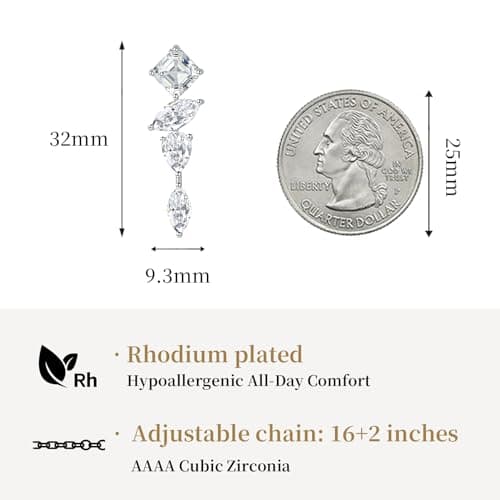 Gloraine White Gold Plated Cubic Zirconia Necklace, 7A-Grade Multi-Cut CZ Pendant, Hypoallergenic Jewelry Gift for Women (White) - Thumbnail 6