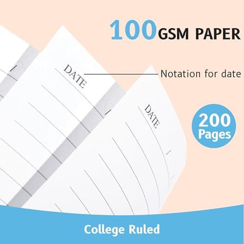 Yoment B5 Spiral Notebook with Folder Pockets - 200 Pages Hardcover College Ruled Journal, Thick 100gsm Paper for Note Taking, Work & Office, Lined Notebook for Women & Men, Blue - Thumbnail 3