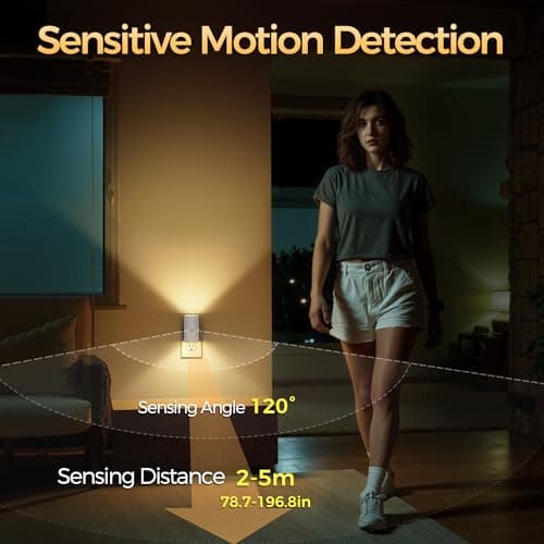 Briignite Motion Sensor Night Light,Motion Activated Plug in Night Lights, 0-100LM Dimmable Soft White 3000K, Motion Sensor Light Indoor for Bathroom Hallway Bedroom Stairway Kid Elderly Pet - Thumbnail 3