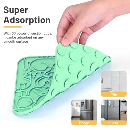 Lick Mat for Dogs,Lick Pads for Cats with Suction Cups- Large&Small Pet Anxiety Relief, Slow Feeder Dog Bowls, Bathing, Grooming and Training -2PCS Packing (Yellow+Green, Small) - Thumbnail 3