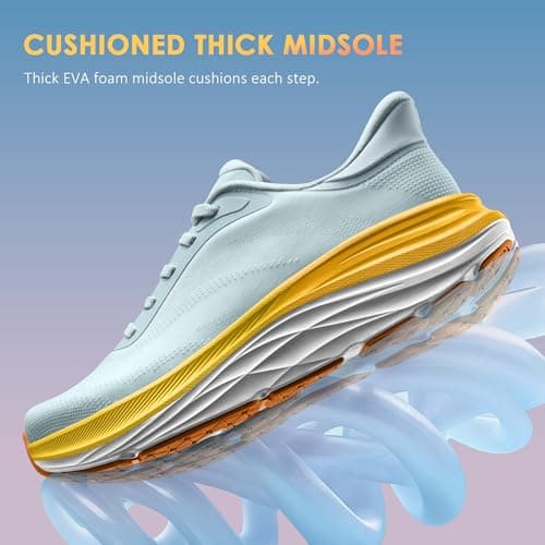 Vilanva Women's Walking Shoes Cushion Comfortable Running Tennis Shoes Non-Slip Workout Gym Athletic Breathable Fashion Sneakers (Light Blue 10.0) - Thumbnail 3