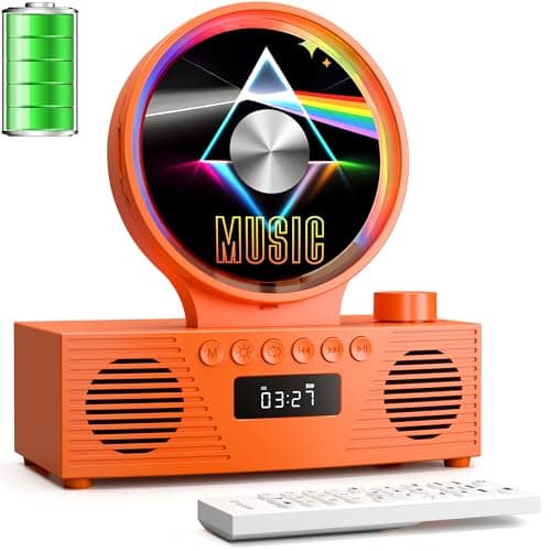 Retro Portable CD Player for Home Decor, CD Player with Speakers, Bluetooth/Battery/Remote, Desktop Vintage CD Players for Kids to Seniors, Combo with Radio/USB Driver/Stereo Sound/AUX/Timer - Image 1