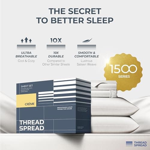 THREAD SPREAD 100% Egyptian Cotton King Size Sheets Set - Luxury 1500 Series Egyptian Cotton Sheets King Size (4 PC, Light Grey), Silky Soft, Sateen, Cooling & Breathable, 17" Deep Pocket Bed Set - Thumbnail 5