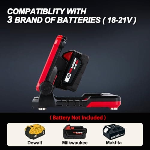 MASSNOVA 4000LM 25W Cordless Work Light, Compatible with Milwaukee,Dewalt and Makita 18-21V Power Battery, Magnetic Base, Portable Flood Light - Thumbnail 4