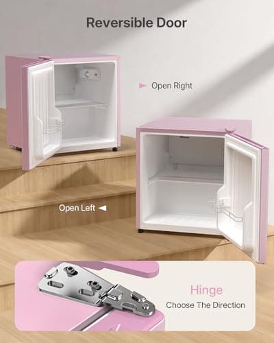 Upstreman 1.5 Cu.Ft All-Refrigerator Mini Fridge, Single Door Small Refrigerator, Dorm Fridge with 7 Adjustable Thermostat, Compact Refrigerator for Office, Bedroom or Dorm, Pink-CR16 - Thumbnail 6