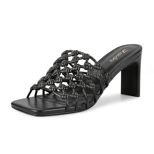 Zasda Mule Heels For Women Block Chunky Heeled Sandals Open Toe Slip On Slide Sandals Comfortable Dressy Casual Shoes - Image 1