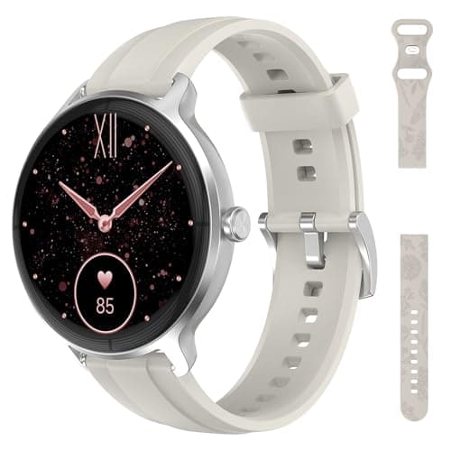 PROTKPETS Smart Watch for Women Men, 1.27" HD Fitness Tracker with Heart Rate, Sleep, Step, SpO2 Monitor, IP68 Waterproof for Android iOS (Off White) - Image 1