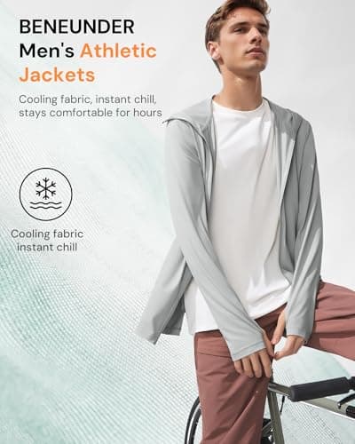BENEUNDER Men's UPF 50+ Sun Protection Lightweight Hoodie Jacket Long Sleeve Active Sun Shirts for Outdoor Hiking Workout Black - Thumbnail 4