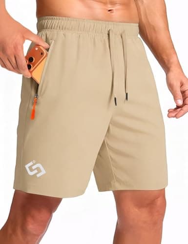 Balanoon Men's 7" Athletic Gym Shorts Lightweight Running Shorts with Zipper Pockets Elastic Drawstring Waistband Quick Dry Fit Basketball Workout Golf Soccer Casual Beach Active Outdoor - Image 1