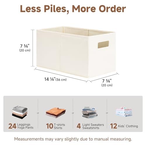 StorageWorks Fabric Storage Baskets for Shelves, Closet Organizers and Storage Bins, Collapsible Storage Bins with Cutout Handles, Medium, 2-Pack, Ivory - Thumbnail 5