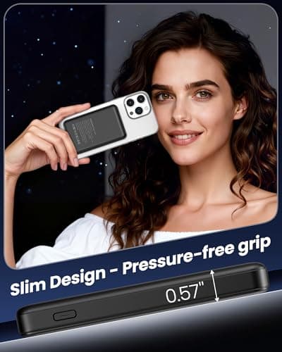 Aterob for Magsafe Portable Charger 5000mAh, Slim Magnetic Battery Pack, 15W Wireless Magnetic Battery Pack, 20W PD Fast Charging, Magnetic Power Bank for iPhone 17/16/15/14/13/12 Series (Black) - Thumbnail 3