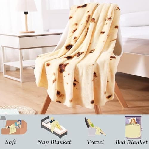 Burrito Tortilla Blanket Baby Stuff Shower White Elephant Gifts for Kids Throw Blankets Wrap Swaddle Toddler Boy Girl Party Novelty Gag Pets Soft Fleece 40in - Thumbnail 6