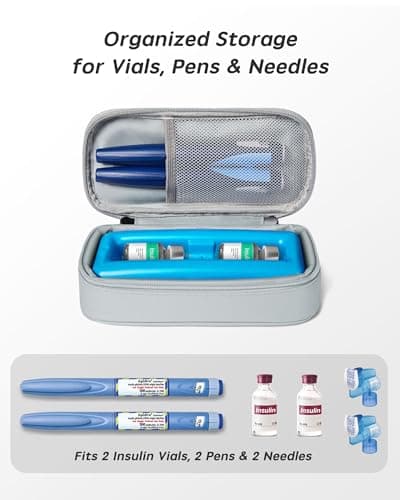 WOODAKE Insulin Vial Cooler Travel Case TSA Approved 300g Reusable Ice Brick Insulin Pen Case Holds 2 Pens and 2 Vials Long Lasting Medicine Cooler for Travel Camping and Outdoor Activities (Gray) - Thumbnail 5