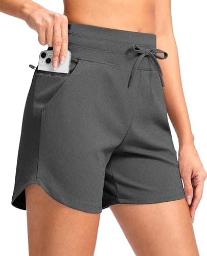 G Gradual Women's 5" Athletic Running Shorts with Zip Pockets Stretchy Quick Dry High Waisted for Workout Gym Hiking (Charcoal, 3XL) - Image 1