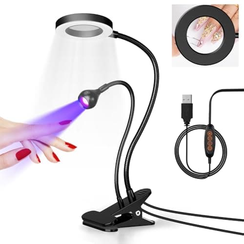 krofaue Dual Head UV Nail Lamp with 6X Magnifier, UV LED Flash Curing Light for Gel Polish, 3 Color Temps & Desk Clip for Home and Salon DIY - Image 1