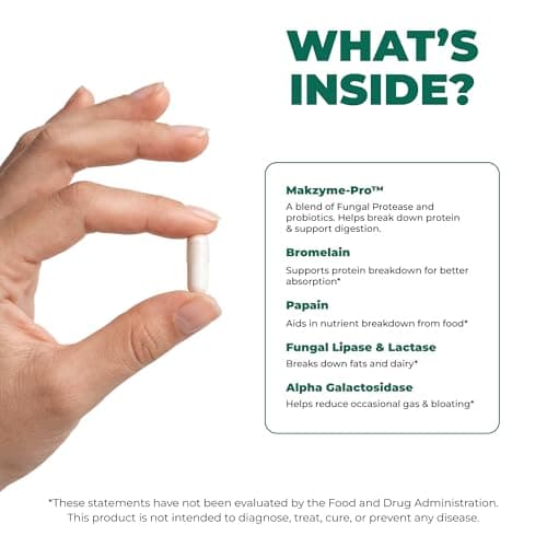 ELICORE Digestive Enzyme Pro Blend with Bromelain & Papaya Enzyme Gas and Bloating Relief for Women and Men, Gut & Digestive Health Supplement – Gluten-Free – 60 Veg Capsules - Thumbnail 4