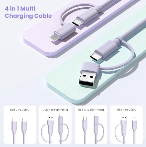 Elebase for iPhone 17 USB C Charger Cable,Multi 4 in 1 Charging Cord 6.6FT,60W Fast Charging USBC Lead with USB A/Lightning Adapter for New Apple 17e 16 15 14 Pro Max,Samsung S26,Airpods 3,iPad Air 6 - Thumbnail 3