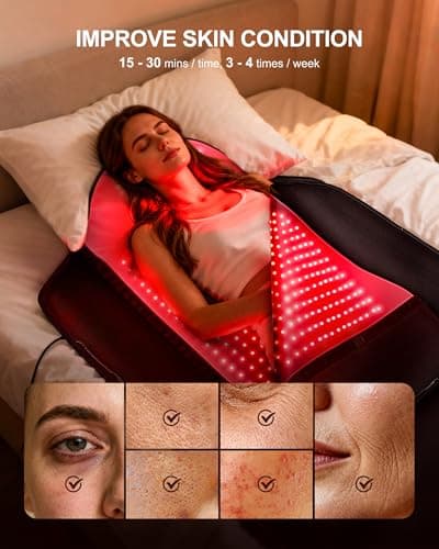 INTEO Dual Red Light Therapy Mat Full Body, 74'' x 34'' Whole Infrared Light Therapy 3 Modes Intensity Red Light with 9 Timing Function, 660nm 850nm Home Red Light Blanket for Body Skin Muscle Joint - Thumbnail 4
