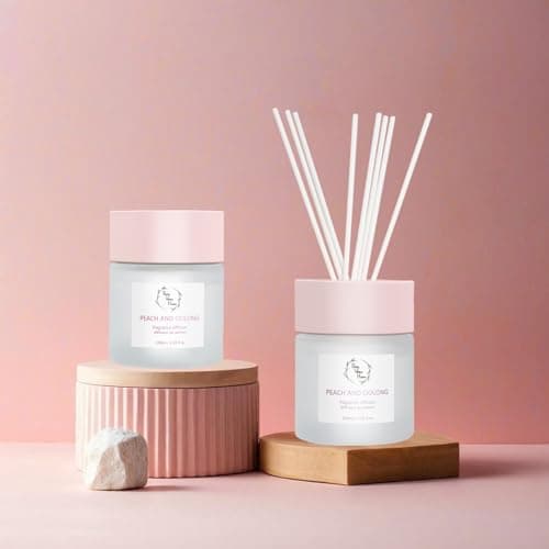Reed Diffuser Set, Pretty Valley Home Diffuser 100Ml / 3.38fl OZ Gift Box - Includes Reed Diffuser Sticks, Fragrance Oil, and Glass Bottle for Bathroom Office Living Room Decor (White Peach & Oolong) - Thumbnail 5