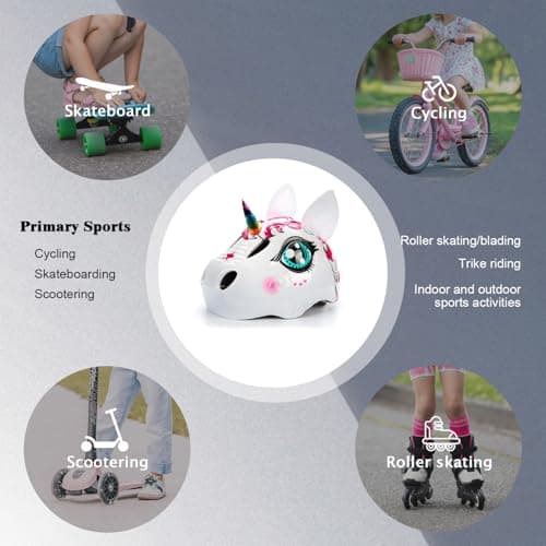 Unicorn Toddler and Kids Bike Helmet Adjustable and Multi-Sport for Child Boys and Girls.for Bicycle Skateboard Skating Scooter Helmet with Rear Light - Thumbnail 5