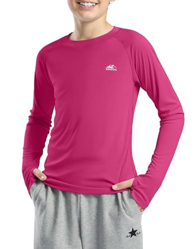 Boy's UPF 50+ Sun Protection Shirt Long Sleeve Swim Shirts Youth Fishing Shirt(Granita Pink,12-13 Years) - Image 1