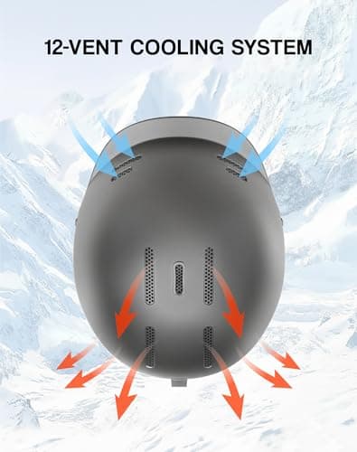InnerKing Lightweight Ski Helmet for Men and Women with Action Camera Mount, 12-Vent ABS Snowboard Helmet with Impact-Resistant EPS Foam, Adjustable Fit, Protective Snow Sports Helmet- - Thumbnail 4