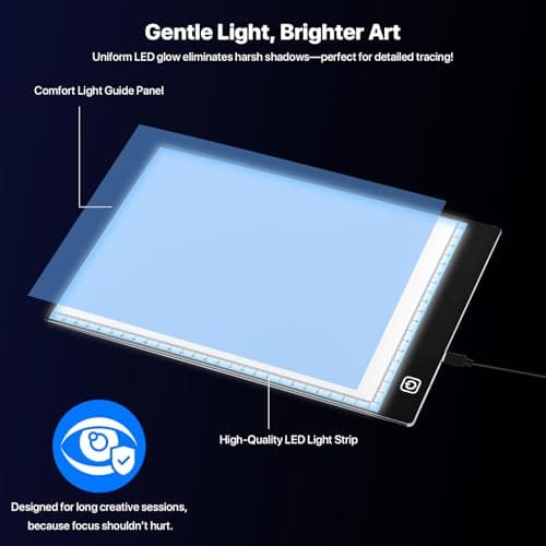 A4 LED Light Box for Tracing and Drawing - Ultra Thin Adjustable Light Table, USB Trace Light UP Pad Screen, Small Copy Board Tracer for Kids Artists, Sketching, Stenciling, and Art Crafting. - Thumbnail 3