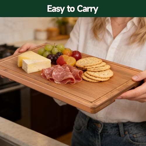 Zeawec 3-Piece Set Bamboo Cutting Board for Kitchen - Crack-Resistant Wood Chopping Boards with Deep Juice Grooves, Pre-Oiled Butcher Block for Meat, Vegetables & Cheese, Carbonized - Thumbnail 5