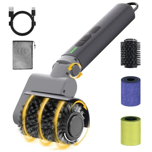 Samek Electric Grill Brush,Cordless Electric BBQ Grill Cleaner with 3 Replacement Heads, Cordless Rechargeable, 3-Speed Power Control, Adjustable Angle, Gray - Image 1