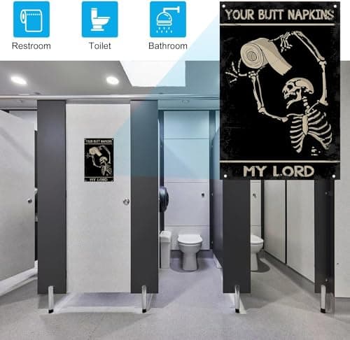 Carastora Vintage Metal Tin Sign Funny Sarcastic Party Wall Art Decor Signs Funny Skull Bathroom Signs Medieval Themed Home Room Rustic Toilets Vintage Posters Skull Enthusiast Novelty Gifts My Lady - Thumbnail 3