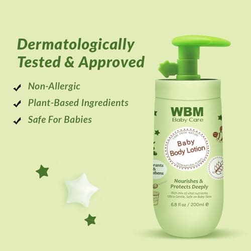 WBM Care Baby Lotion | Nourishing face and body lotion enriched with natural honey and wheat germ oil, gentle and safe for your baby's delicate skin, 6.8 oz - Thumbnail 3