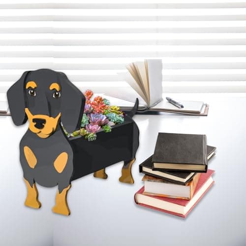 strolfay Dachshund Dog Planter, Cute Animal Shaped Plant Pot, Dog Flower Pot, Spring Planter Gifts for Women & Pet Lovers, Indoor Outdoor Garden Home Office Decor, 9.45 x 7.5 x 13.39 Inches - Thumbnail 5