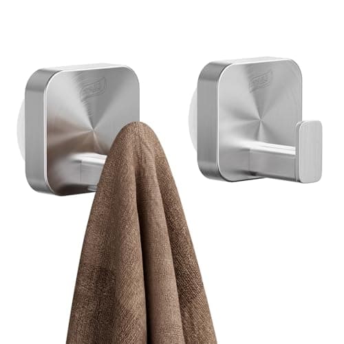 TAILI Thickened 304 Stainless Steel Bathroom Suction Hook for Towel, Loofah, Bathrobe, Patented Strong Suction Cup Holder, Damage-free Hanging Glass Shower Wall Hook, Hold Up to 11 Lbs, 2 Pack, Silver - Image 1