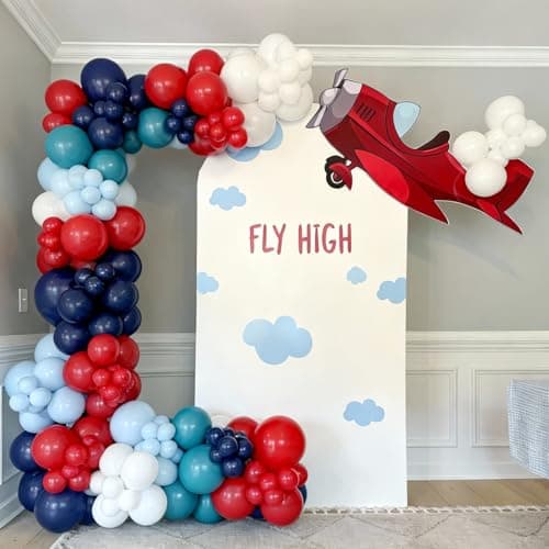 Red Blue White Balloons, 60Pcs 12 Inch Red Navy Light Blue Dusty Blue White Balloons for Baseball Birthday Party Baby Shower 4th of July Decorations - Thumbnail 5