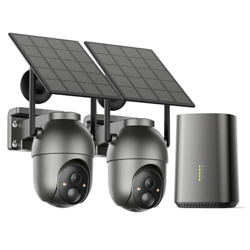 SEHMUA- 4MP Security Cameras Wireless Outdoor Home System, 2-Cam Kit, No Subscription & Solar Powered, Local Storage, 360°PTZ Surveillance, Color Night Vision, 5GHz & 2.4GHz Router Compatible - Image 1