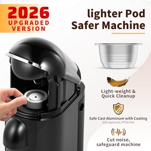 AANQQ Reusable Nespresso Vertuo Pods: Food-Grade Metal Refillable Coffee Capsules - Brewing Espresso 7.8OZ for Nespresso Vertuo & Vertuo Plus, Not for Vertuo Next/Pop, SGS tested, Cost Saving - Thumbnail 4
