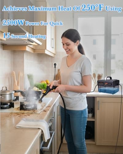 Mecmic Steam Cleaner for Home - 1600ML Water Tank 15s Heat-Up Portable Steamer for Cleaning, 6 Level Adjustable, 2500W, 45PSI, 250°F Steam, Handheld Steam Cleaner for Car Detailing, Grease, Tile,Grout - Thumbnail 2