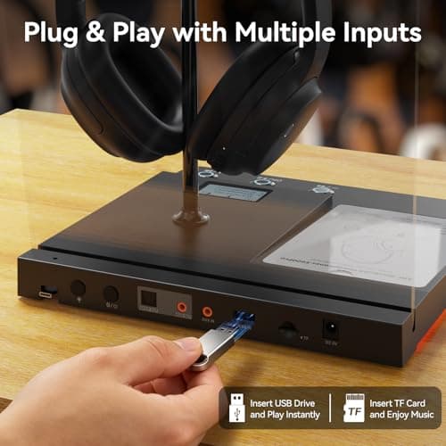 1Mii Bluetooth Headphone Stand for Audio/Music Demo, RGB Lighting, TF/USB/AUX Inputs, Dual Headset Display with USB-C Charging Port, Acrylic Sign Holder for Store, Retail, Trade Show & Exhibition - Thumbnail 4