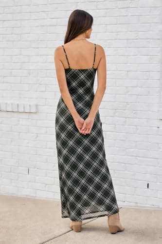 ZAFUL Womens Summer Maxi Dress Spaghetti Strap Mesh Stretch A Line Dresses 2026 Gingham Cute Casual Beach Vacaion Slip Long Sundress Spring Clothing Black X-Large - Thumbnail 5