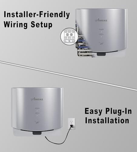 AIMEIKE Automatic Commercial Hand Dryer with Temperature-Sensing & Auto-Adjusting Airflow, High-Speed 1300W Compact Wall Mounted Hand Dryer for Bathroom & High-Traffic Restrooms,Sliver - Thumbnail 5