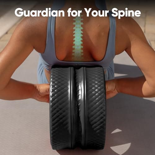 FitBeast Back Roller - Deep Tissue Massage Wheel, Yoga Wheel & Back Stretcher for Pain Relief (6''+9''+12'', Black) - Thumbnail 3