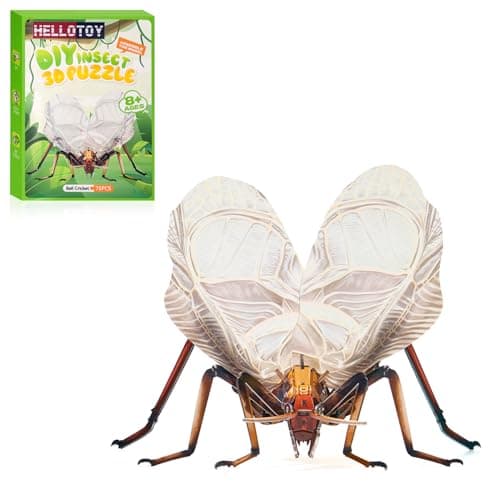 HELLOTOY 3D Acrylic Insects Puzzles DIY Bug Model Kit for Teenagers Educational Display Nature Decoration Figurine Sculpture (Bell Cricket) - Image 1