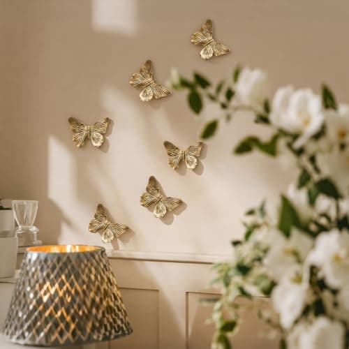 GUSFREUD 3D Butterfly Wall Decor Set – Resin Wall Decorations for Living Room, Bedroom, Garden, Yard, Outdoor and Gallery Walls - Antique Copper - Set of 6 - Thumbnail 6
