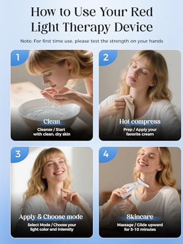 GIHWRRI Red Light Therapy for Face and Neck, 7-Color Face Massager Tool for Anti-Aging & Wrinkle Reduction, Rechargeable LED Phototherapy Device with Heat & Vibration, At-Home Skincare Gift for Women - Thumbnail 5